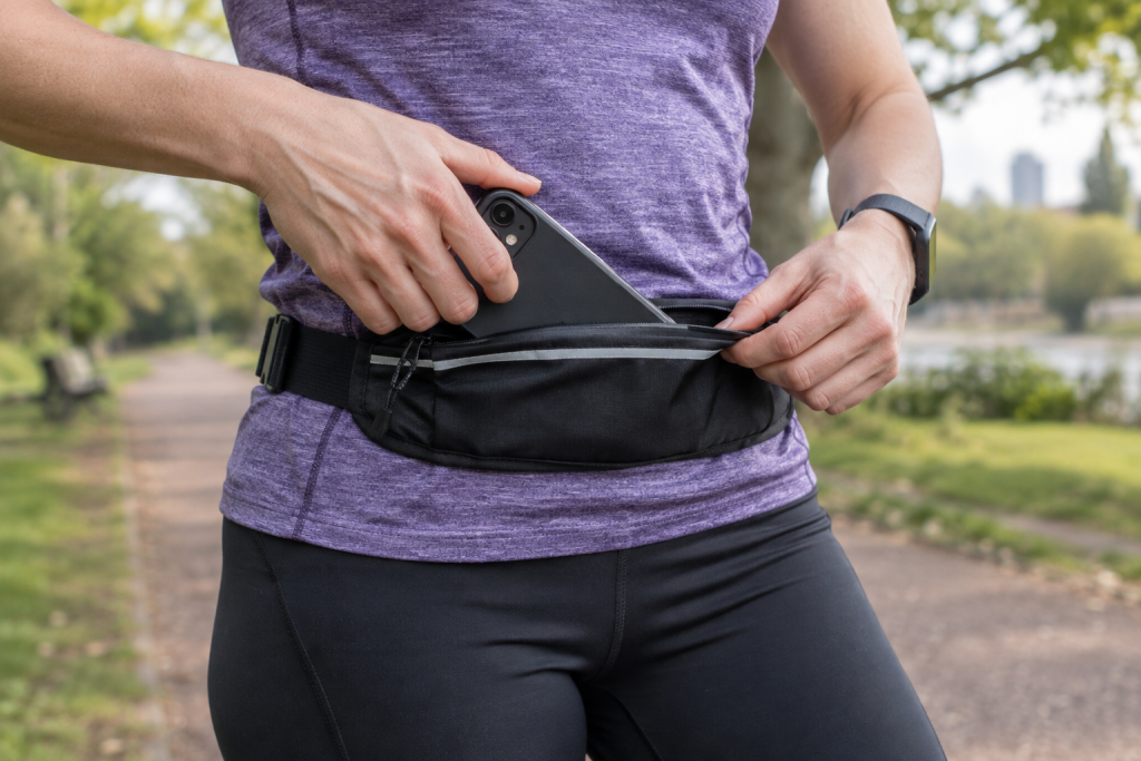 Runner carrying a phone securely during a run