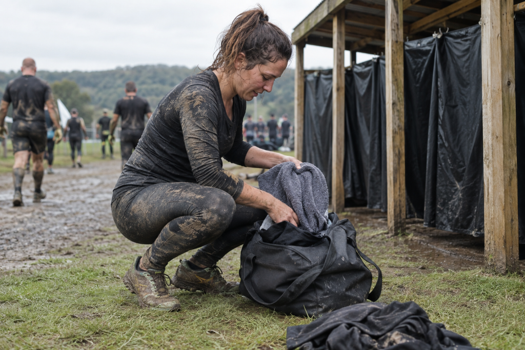 Post-race change bag for a muddy obstacle race